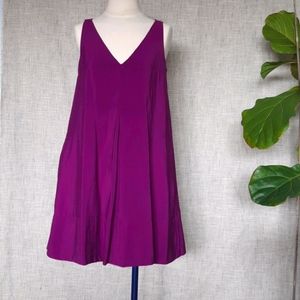 Sleeveless Deep V Fuschia dress